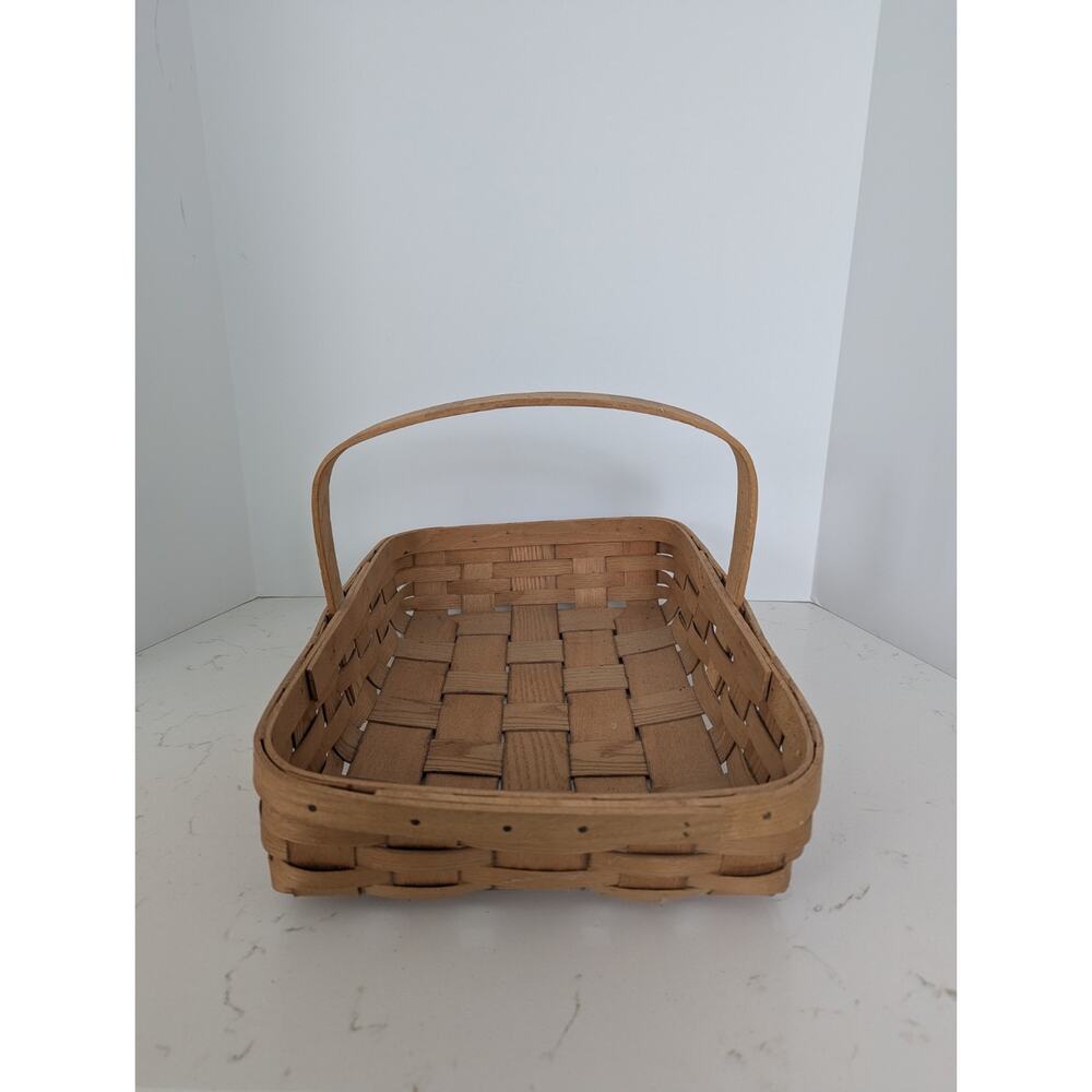 Vtg Basketville Putney Vt. Splint Oakwood Rectangle Gathering Basket Garden - Picture 2 of 13
